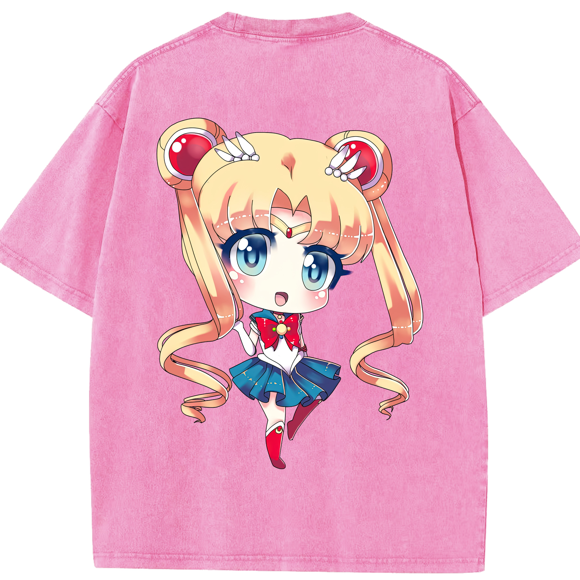 （画像用） 美少女戦士セーラームーン 月野 うさぎ つきの うさぎ Sailor Moon Tsukino Usagi 綿100% ヴィンテージ風 半袖Tシャツ（背面プリント）